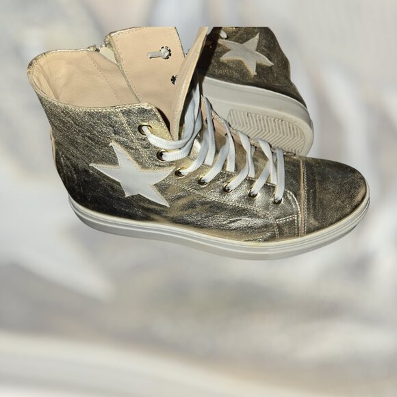Michael Pasinkoff Gold Leather Star High-Top sz 9 / 40 - Picture 4 of 8